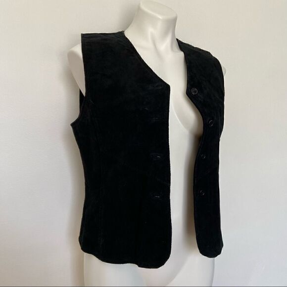 Outbrook Vintage Leather Button Front Vest 90s Western Biker - Picture 6 of 11
